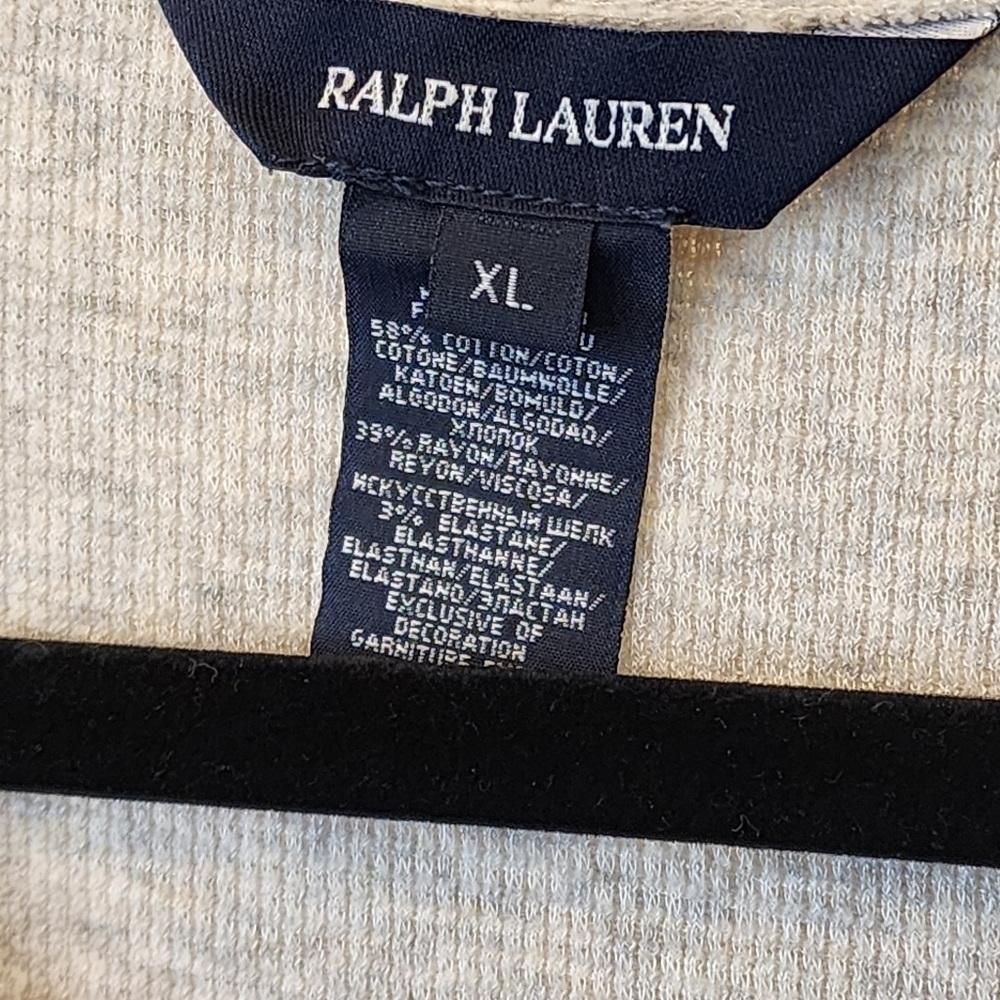 Ralph Lauren Thermal Long Sleeve Lace Top Womens XL Cream Henley Preppy Y2K - Picture 6 of 8